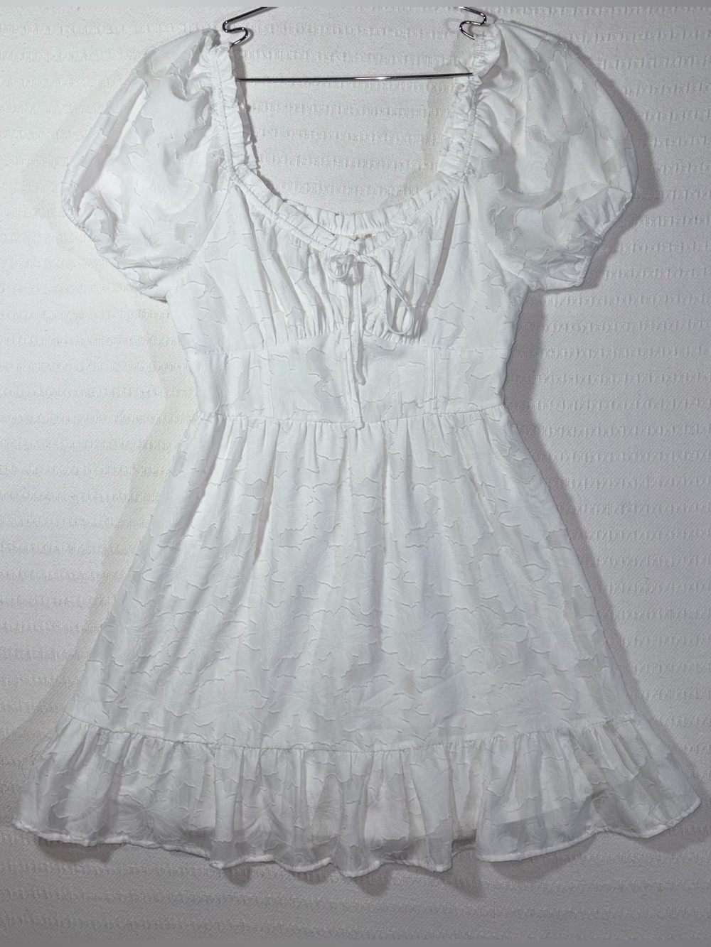 Altar’d State Womens Elira Puff Sleeve Mini Dress Size M White